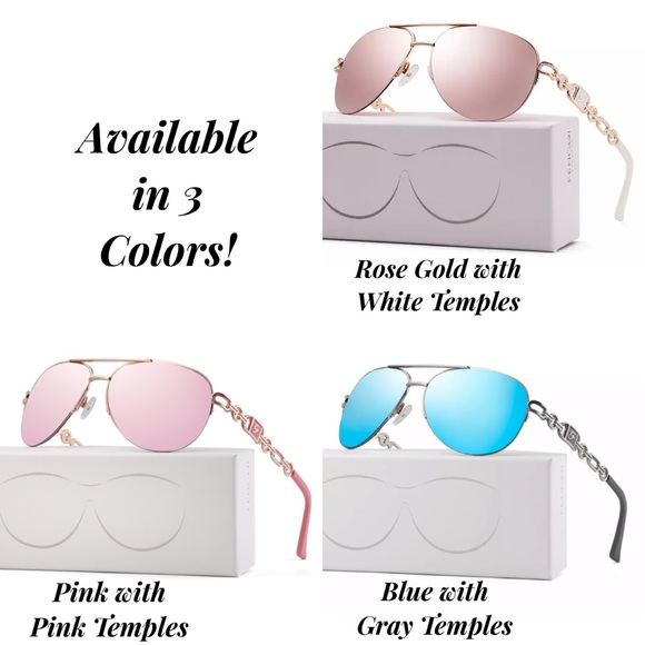 Fenchi Classic Pink Mirrored Aviator Sunglasses - Picture 15 of 16